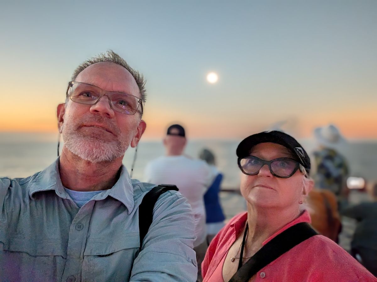 During the eclipse over the Atlantic