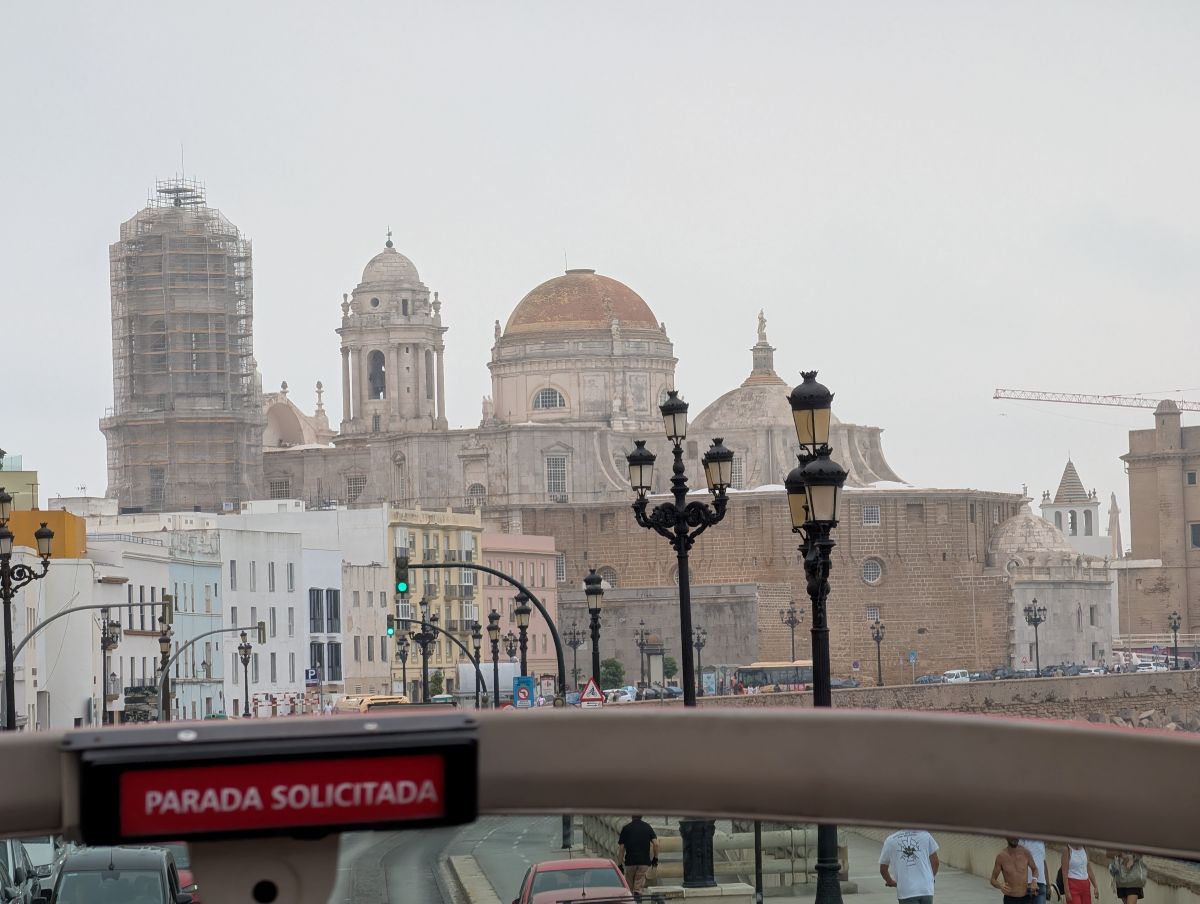 Cádiz Cathedral seen from the hop-on hop-off bus