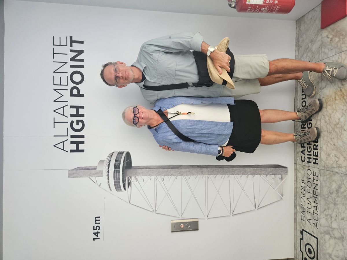 Keith and Shirley at the Vasco da Gama Tower observation deck, 145 metres up