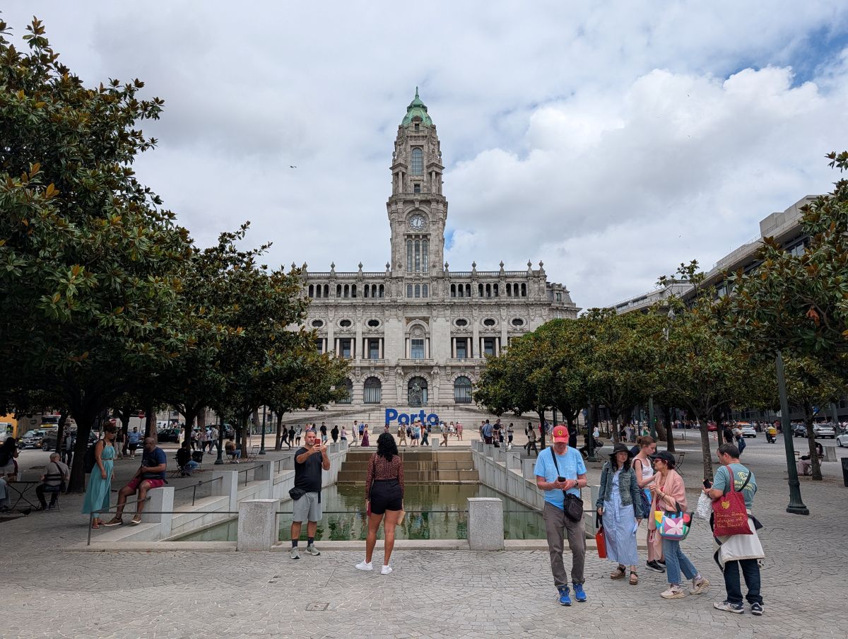 Porto City Hall at Praça General Humberto Delgado with the Porto sign in front